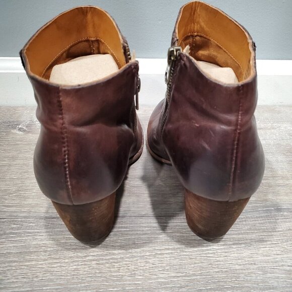 Kork Ease Women's Natalya Wedge Ankle Boots Leather Side Zip Round Toe Brown 8M - Picture 4 of 14